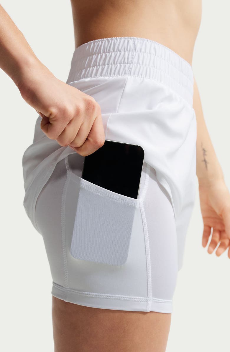 Nike One Dri-FIT High-Waisted 3-Inch 2-in-1 Shorts, Alternate, color, White/ Black