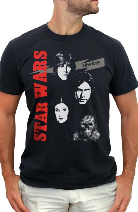 Men's Star Wars A New Hope Retro Faces Poster  Graphic T-Shirt