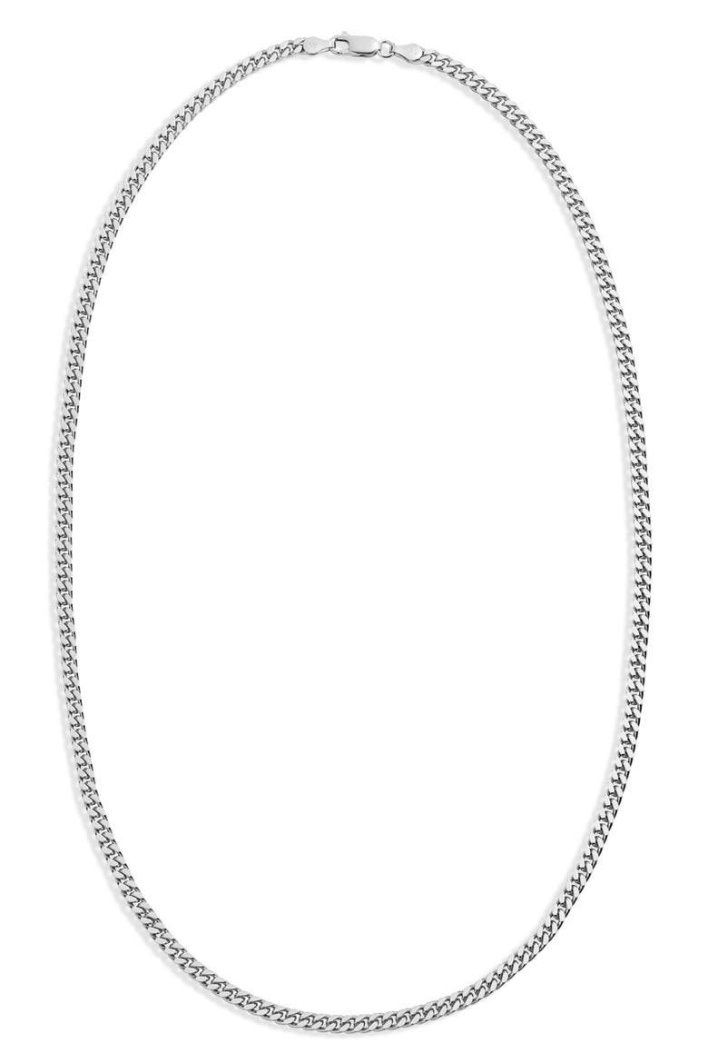 Men's Flat Cuban Chain Necklace, Main, color, SILVER