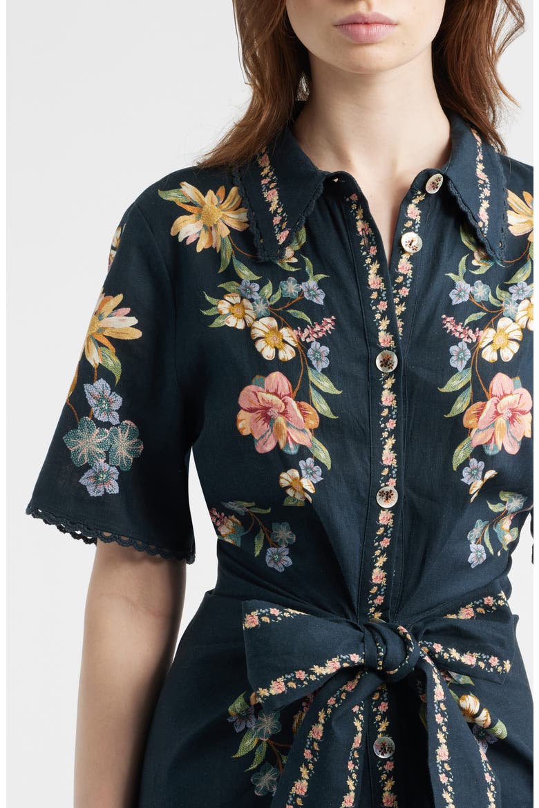 Maira Floral Belted Midi Shirtdress, Alternate, color, MAIRA FLORAL DARK BLUE