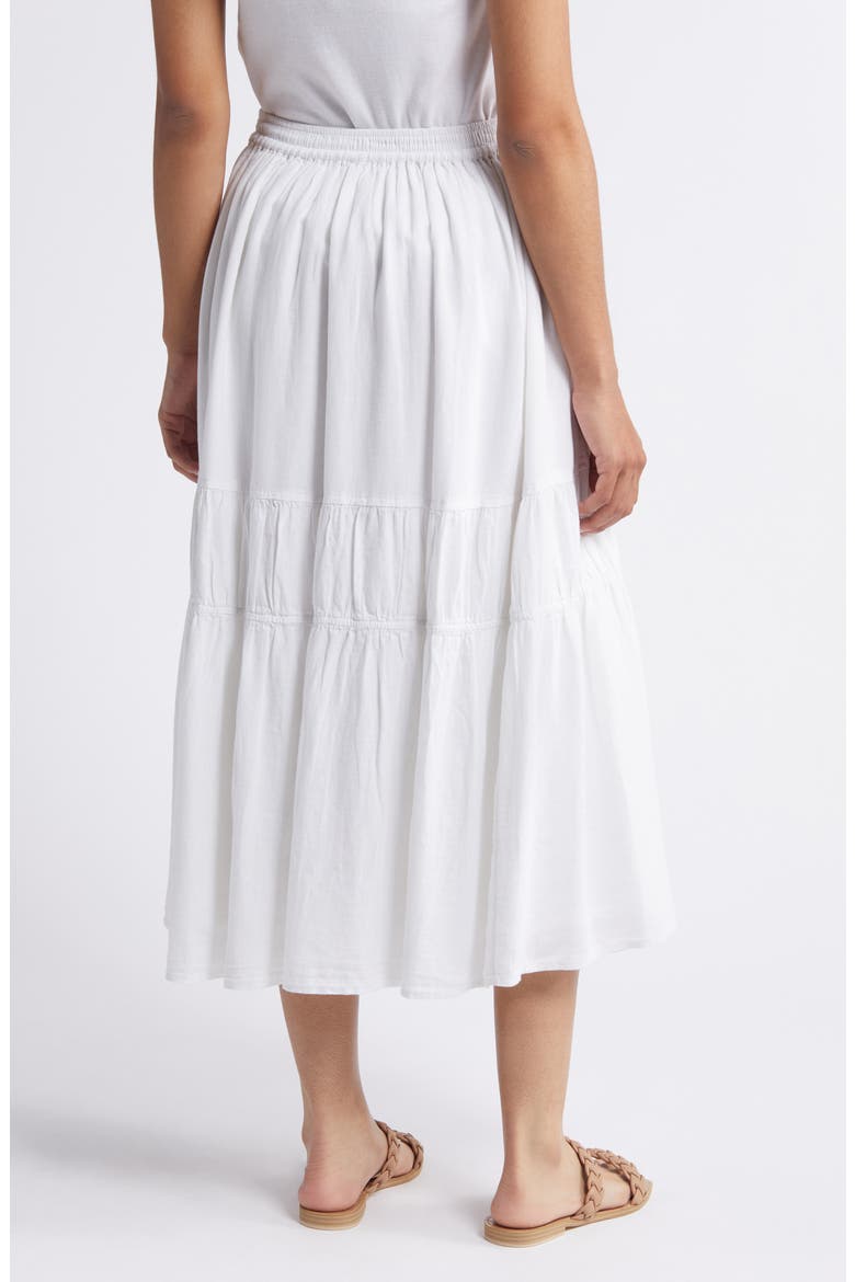 Tiered Linen Blend Midi Skirt, Alternate, color, WHITE
