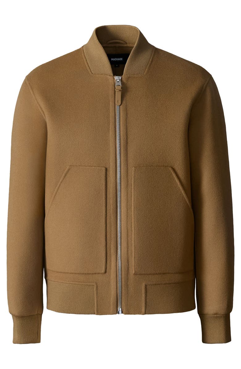 Mackage Emilio Water Repellent Wool Double Face Bomber Jacket, Alternate, color, Light Camel