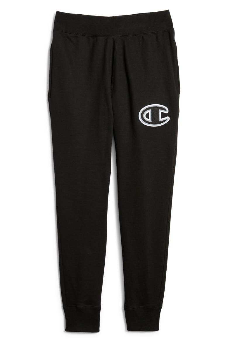 Reverse Weave® Embroidered Logo Sweatpants, Alternate, color, BLACK