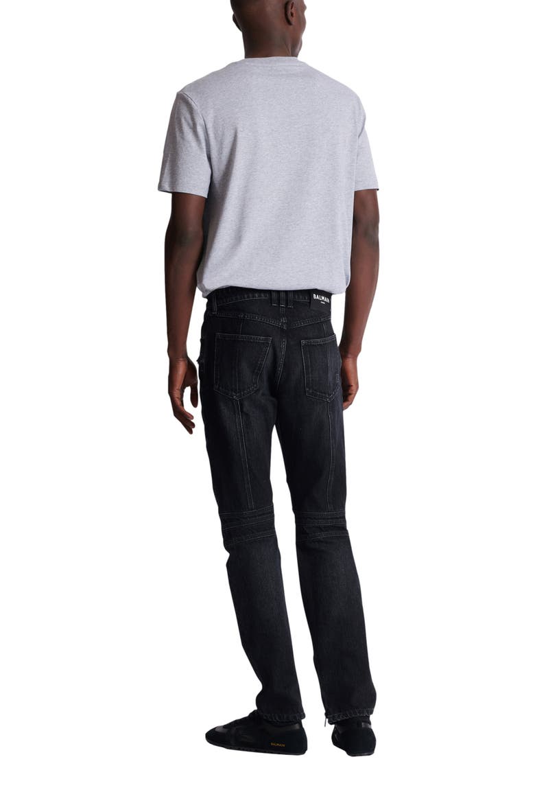 Biker jeans in black vintage denim, Alternate, color, black