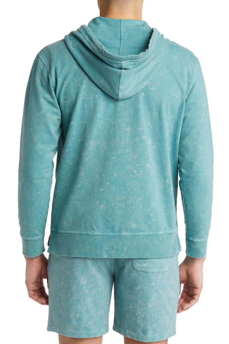 Acid Wash Zip Front Fleece Hoodie, Alternate, color, COR/BLU