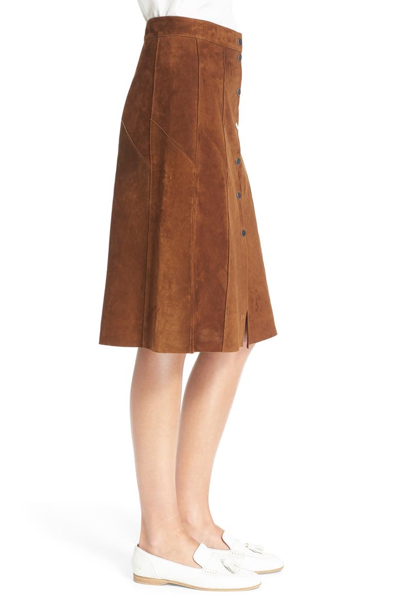 'Adrienne' Suede Skirt, Alternate, color, TOBACCO