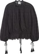 Isabel Marant Étoile Polly Lace & Eyelet Trim Cotton Pintuck Top