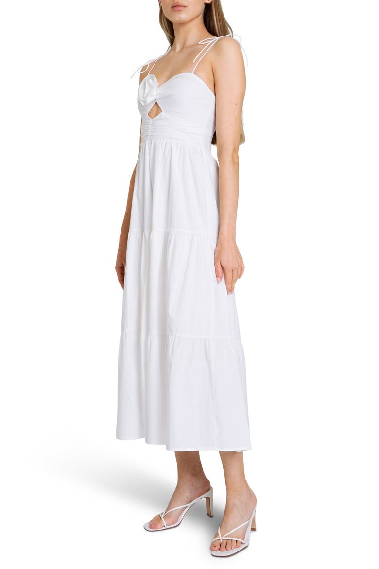 Victoria Tiered Ruffle Stretch Cotton Dress, Alternate, color, IVORY