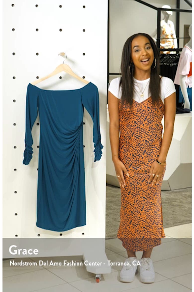 Off the Shoulder Long Sleeve Ruched Cocktail Dress video