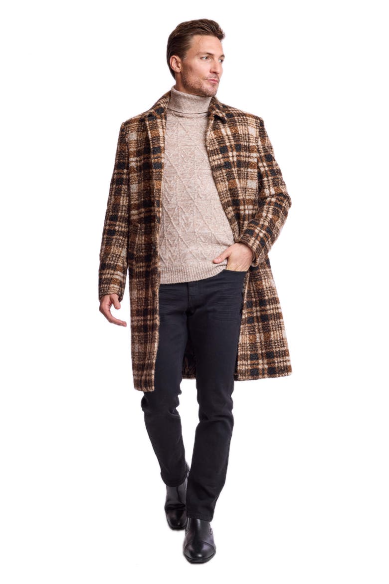 Plaid Slash Pocket Overcoat, Alternate, color, CHOCOLATE SWIRL CHECK