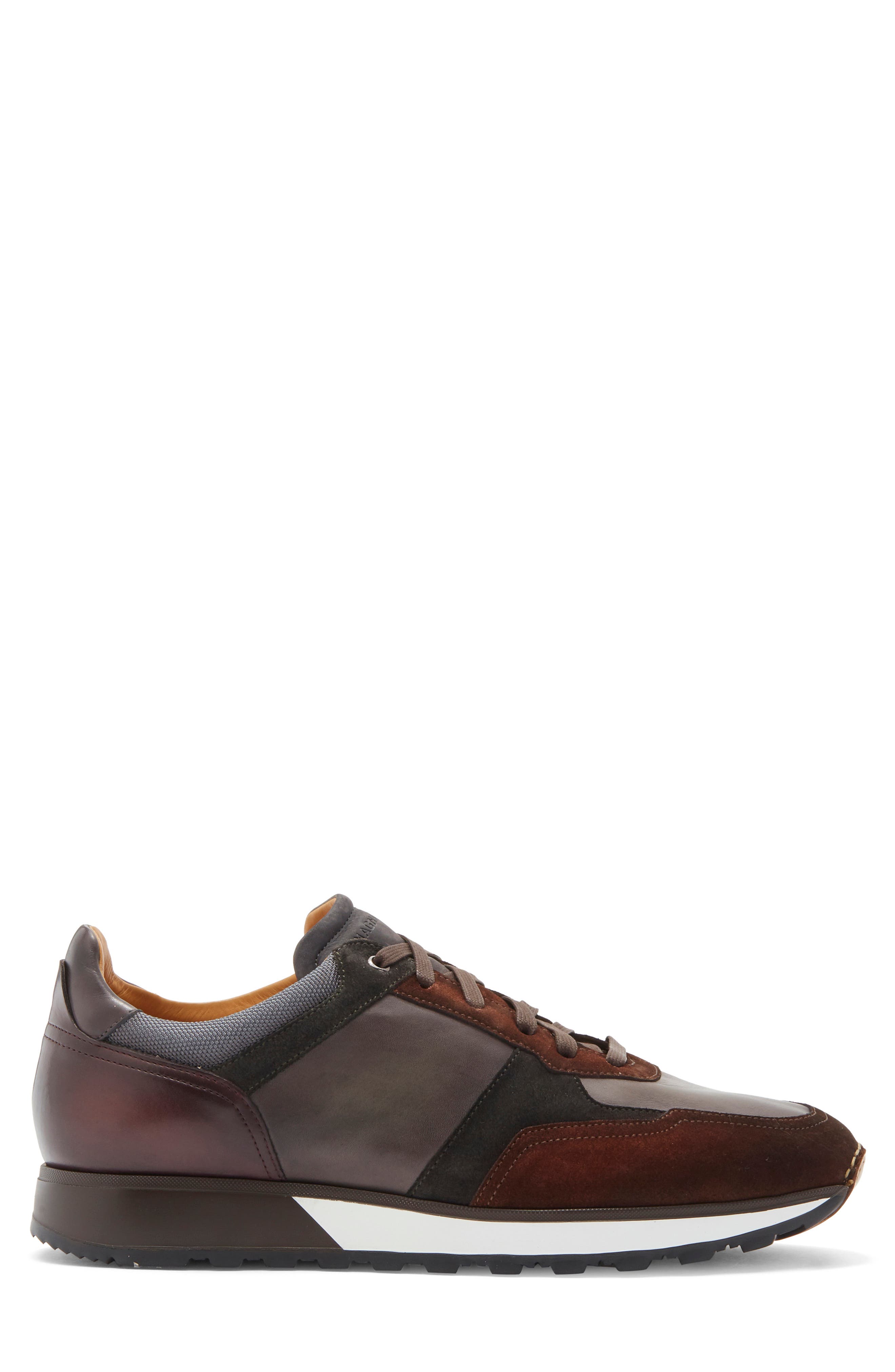 Magnanni Arco Sneaker, Alternate, color, Mid Brown