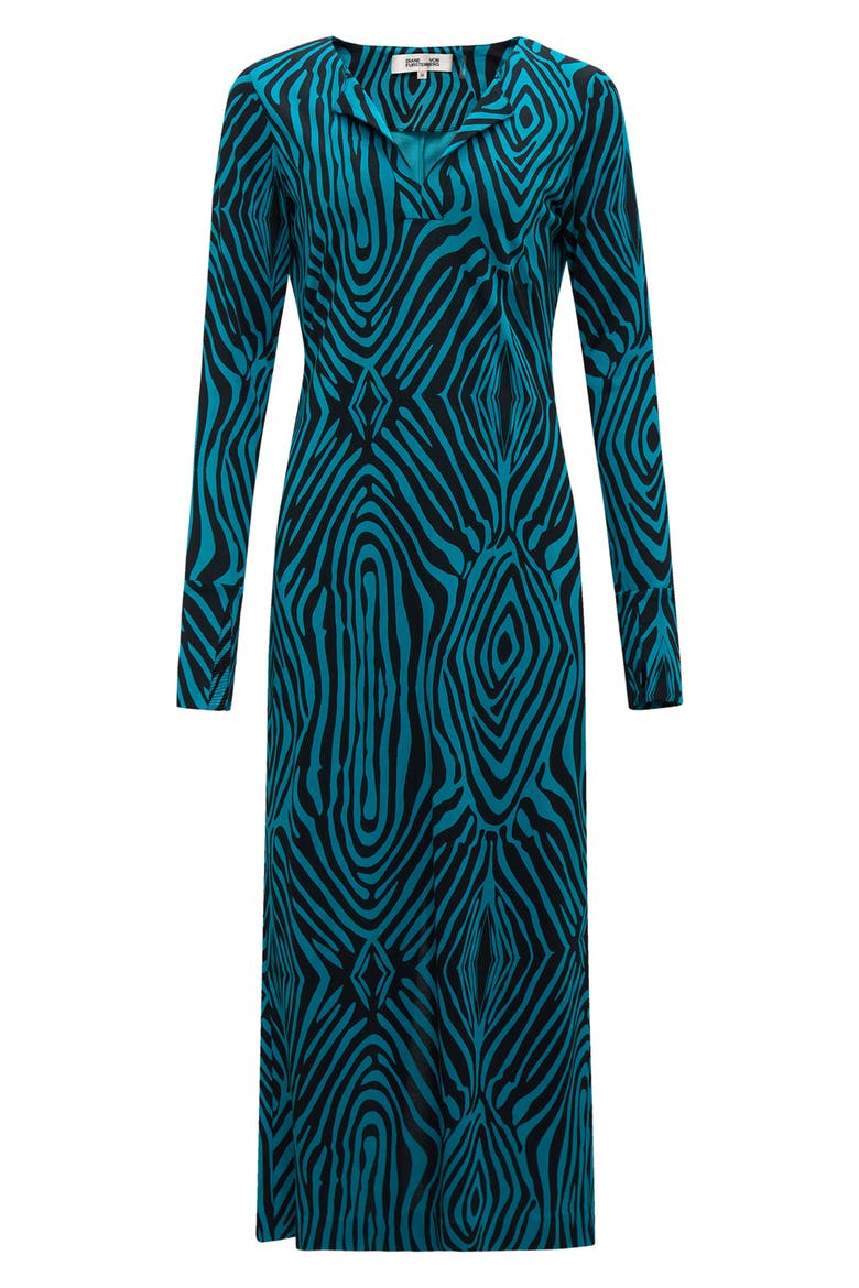Sonca Zebra Print Long Sleeve Midi Dress, Alternate, color, ZEBRA BLUE LG