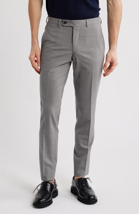 Ross Solid Slim Fit Taper Leg Wool Pants