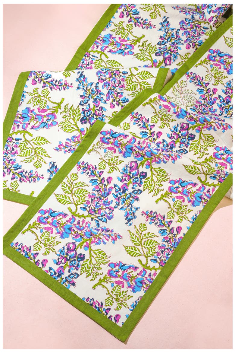 Print Cotton Table Runner, Alternate, color, GREEN/ BLUE