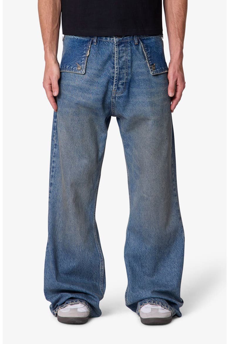 Mule Pocket Kick Flare Jeans, Main, color, WASHED BLUE
