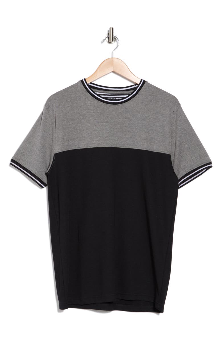 DENIM AND FLOWER Tipped Colorblock Crewneck T-Shirt, Alternate, color, Charcoal