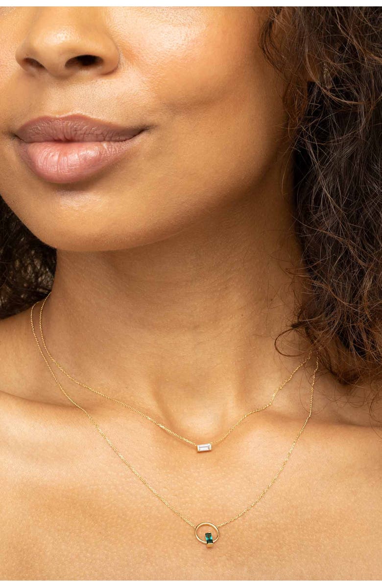 Oradina 14K Gold Fresco Baguette Pendant Necklace, Alternate, color, Gold/White