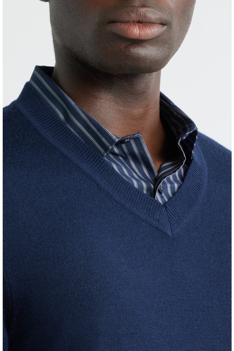 Merino Wool V-Neck Sweater, Alternate, color, NAVY IRIS