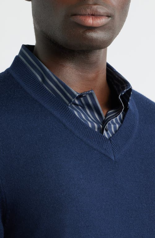 Nordstrom Merino Wool V-neck Sweater In Blue