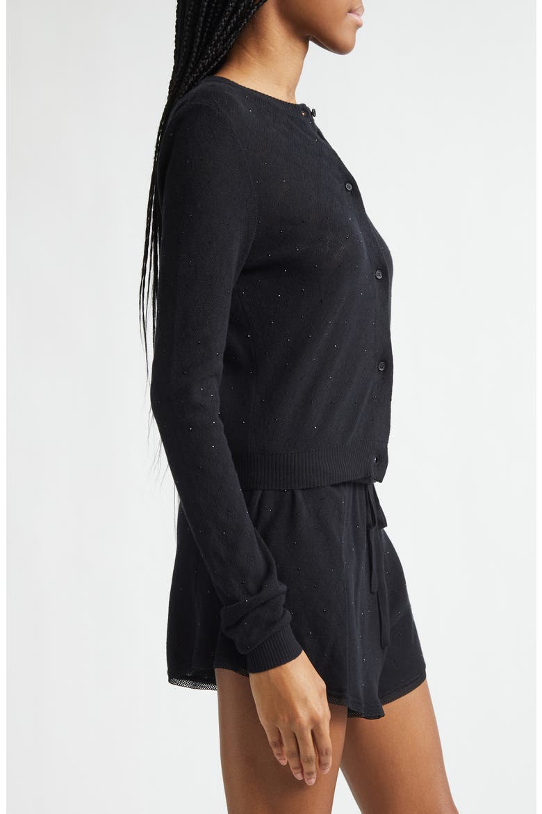 Girly Crystal Rib Cotton Cardigan, Alternate, color, BLACK