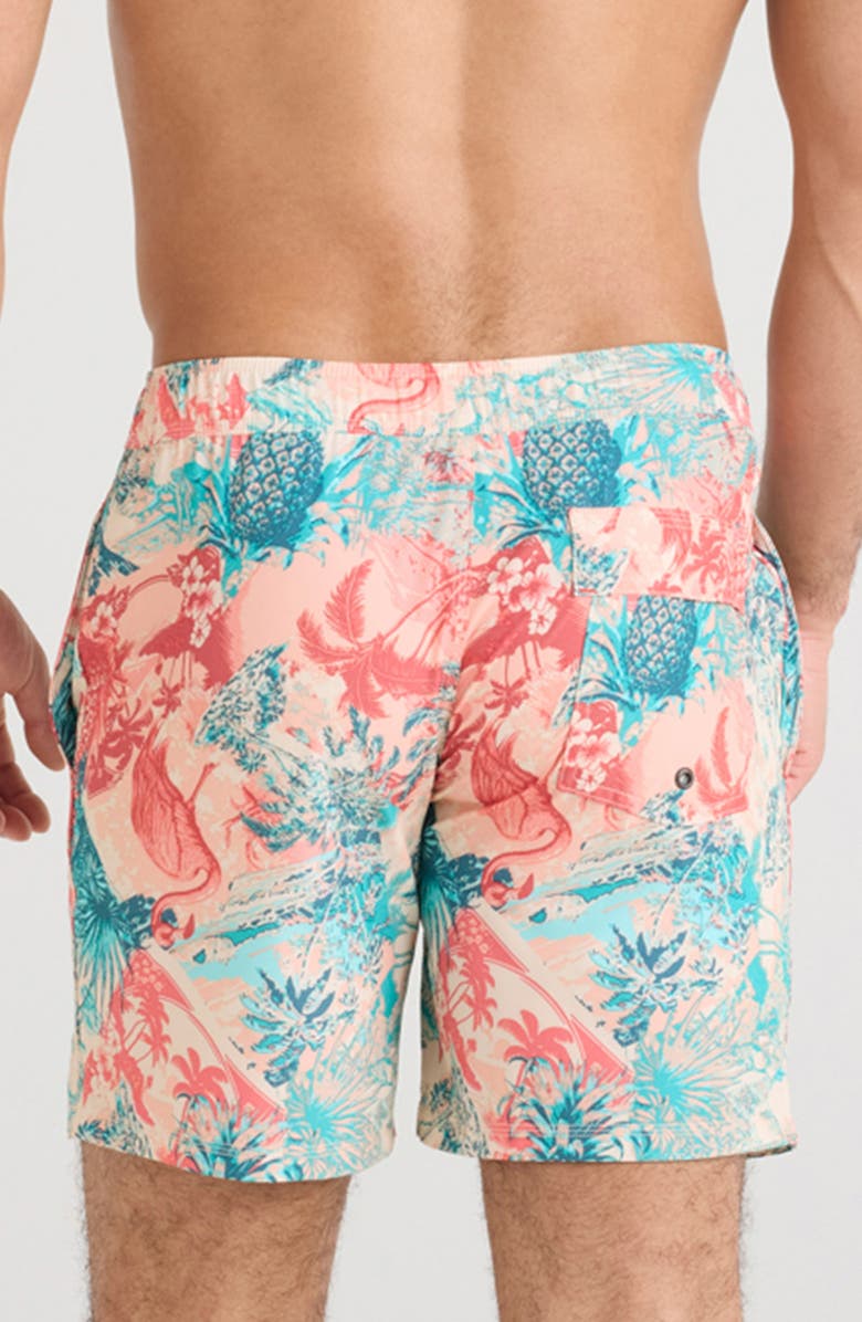 SAXX Oh Buoy 2N1 7-Inch Volley Swim Trunks, Alternate, color, Vacation Collage-Chalk