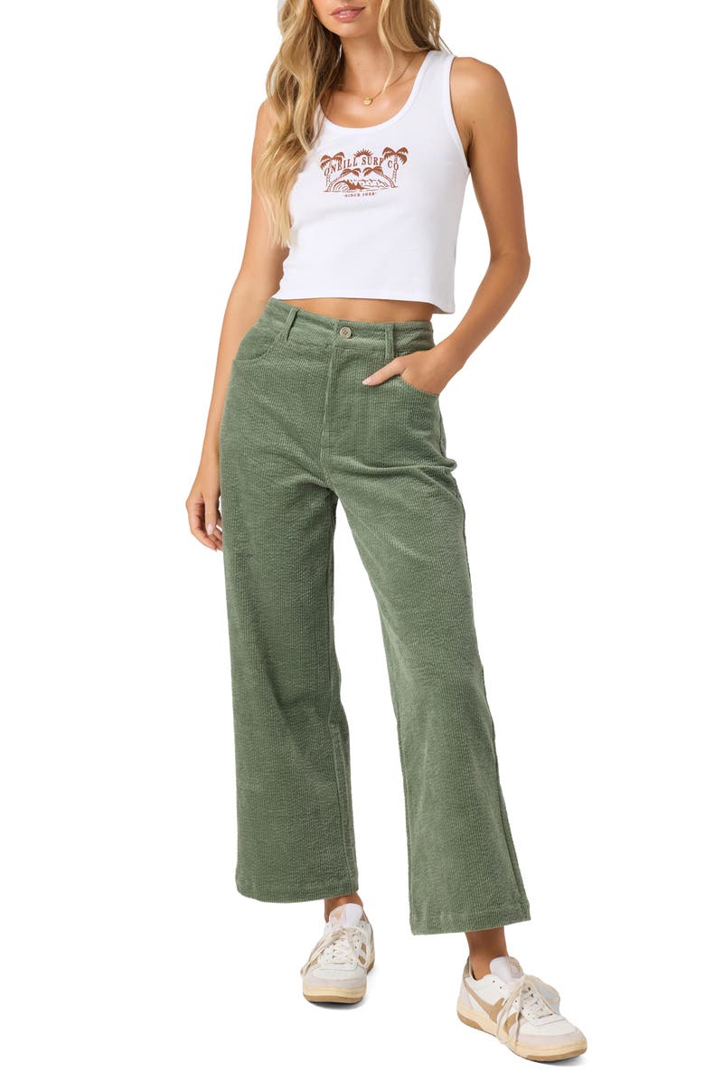 O'Neill Langford High Waist Crop Corduroy Pants, Alternate, color, Sea Spray