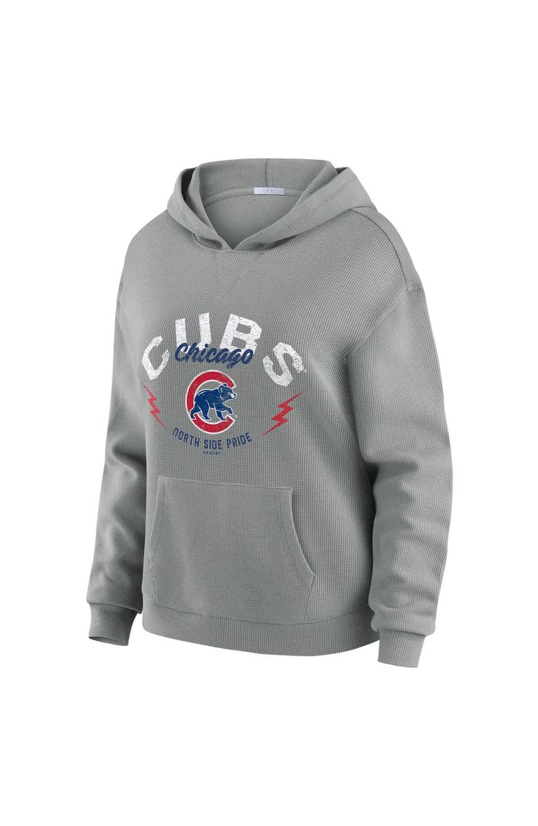 WEAR by Erin Andrews Women's WEAR by Erin Andrews Gray Chicago Cubs Plus Size Waffle-Knit Long-Sleeve Hoodie & Lounge Pant Set, Alternate, color, Gray