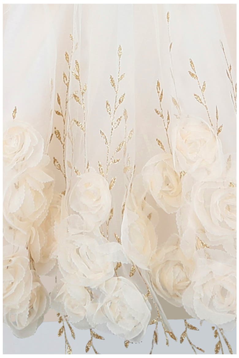 Kids' Foil Print Sleeveless Soutache Party Dress, Alternate, color, CHAMPAGNE