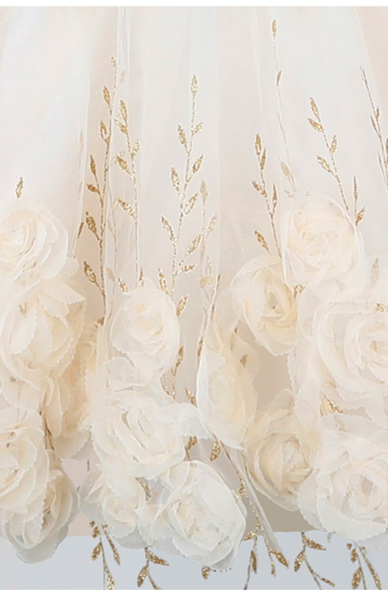 Zunie Kids' Foil Print Sleeveless Soutache Party Dress, Alternate, color, Champagne