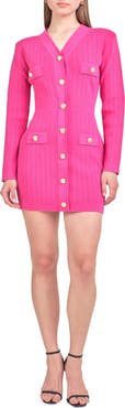 Endless Rose Padded Shoulder Long Sleeve Sweater Minidress