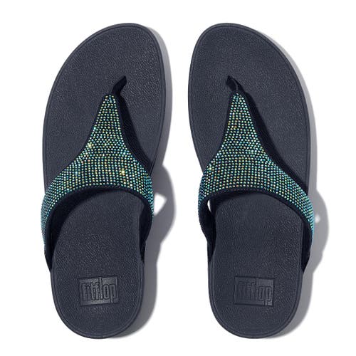 Fitflop Lulu Crystal Embellished Toe-post Sandals In Blue
