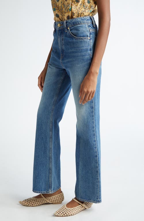Ulla Johnson Lou Button Fly High-waisted Flared Jeans In Danube Medium Indigo Wash