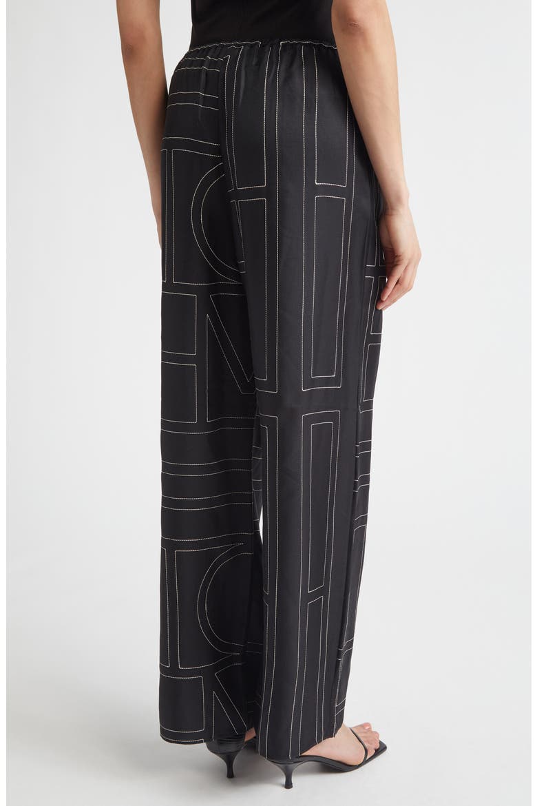 Totême Monogram Silk Pajama Bottoms, Alternate, color, BLACK MONOGRAM