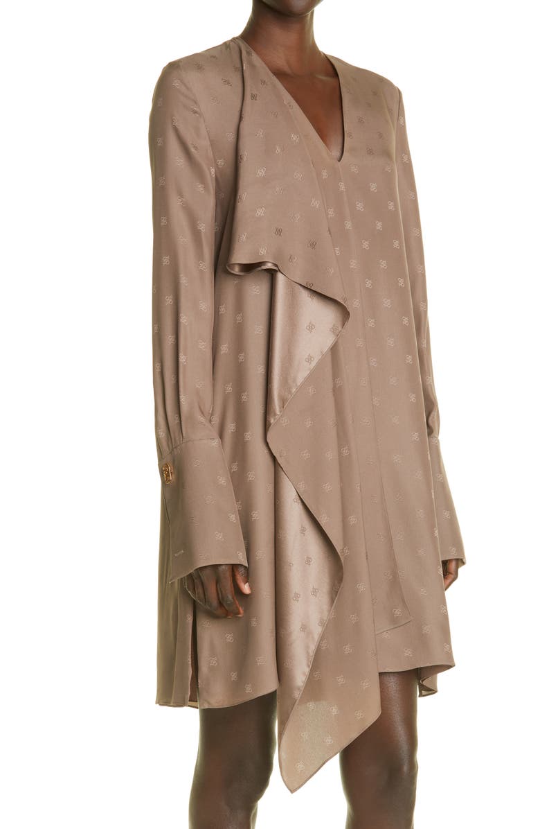 Fendi Karligraphy Asymmetic Panel Crêpe de Chine Dress, Alternate, color,