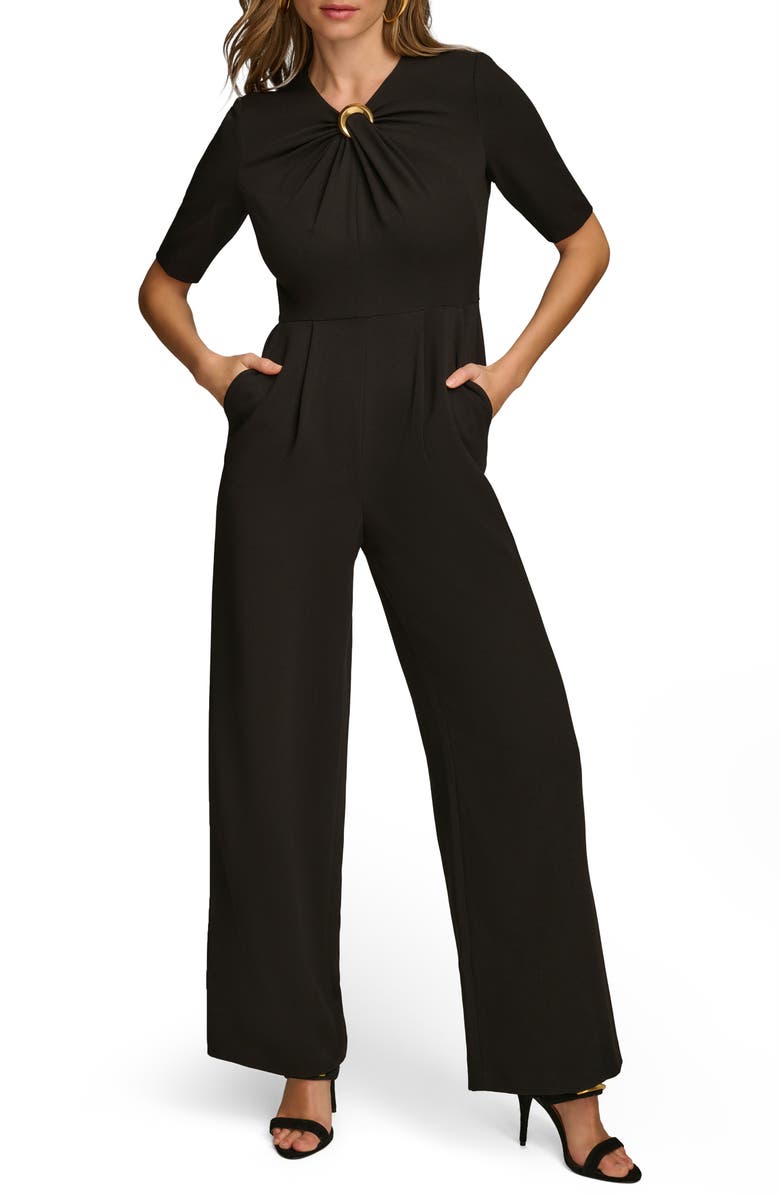 Donna Karan New York Twist Front Straight Leg Jumpsuit, Alternate, color, 
