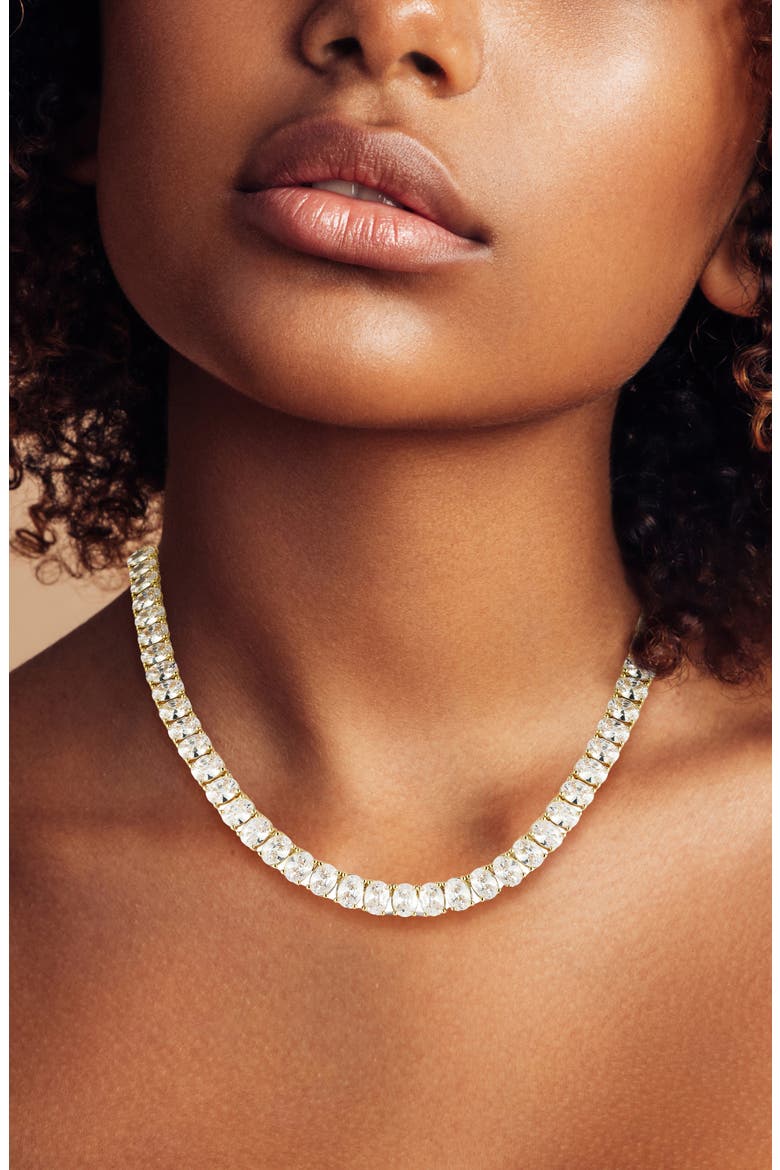 Cubic Zirconia Tennis Necklace, Alternate, color, GOLD