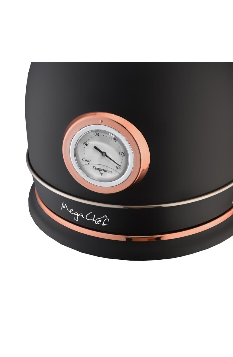 Megachef 1.9 Quart Half Circle Electric Tea Kettle with Thermostat in Matte Black, Alternate, color, Black