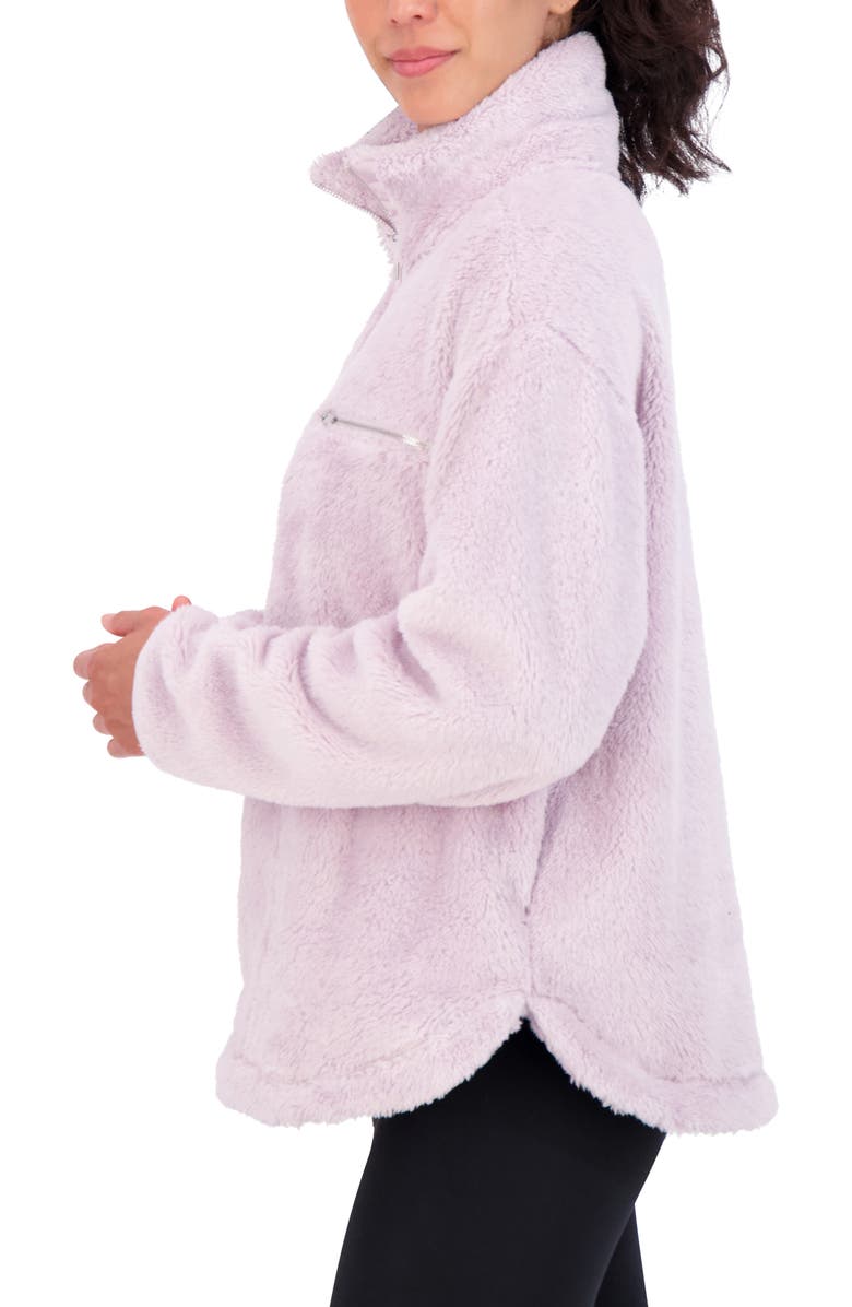 SAGE COLLECTIVE Satin Trim Faux Shearling Tunic, Alternate, color, Iris