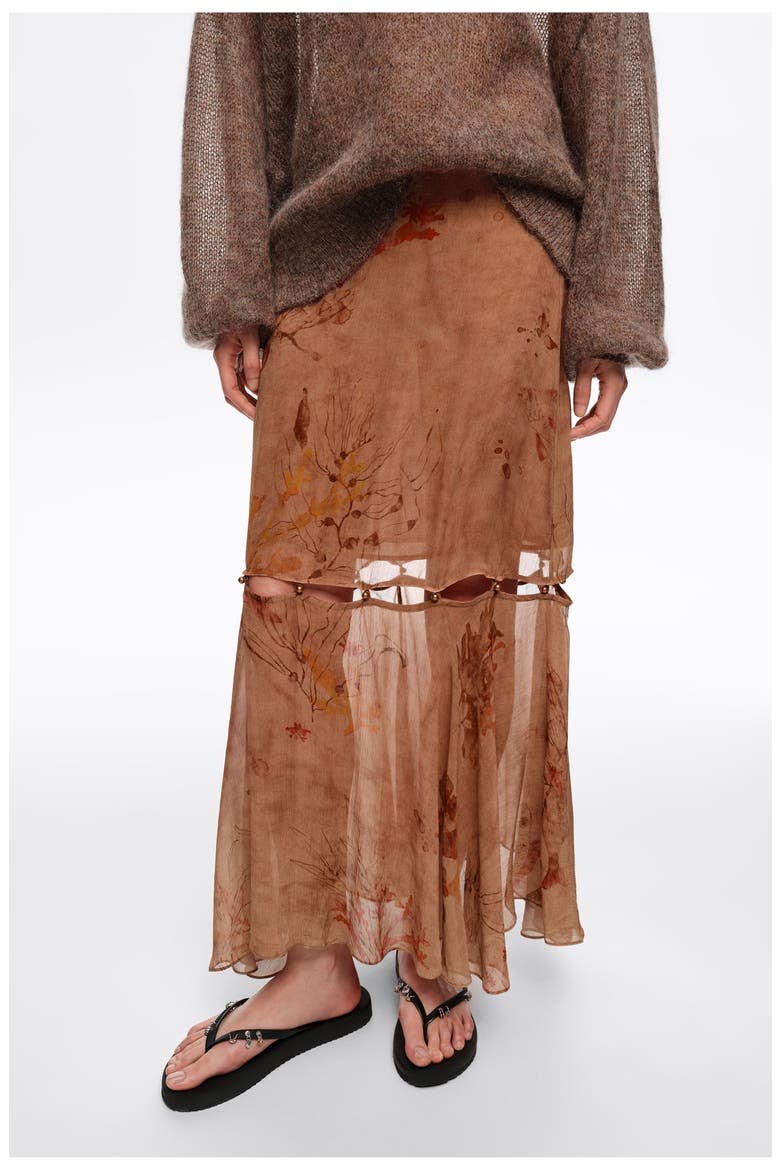 Flared Buttoned Skirt, Alternate, color, UNDERWATER GARDEN