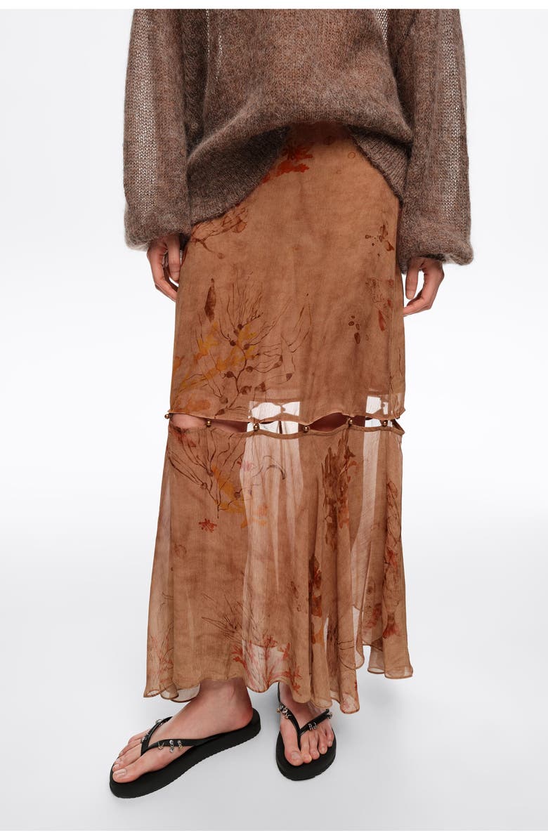 Bimba y Lola Flared Buttoned Skirt, Alternate, color, Underwater Garden