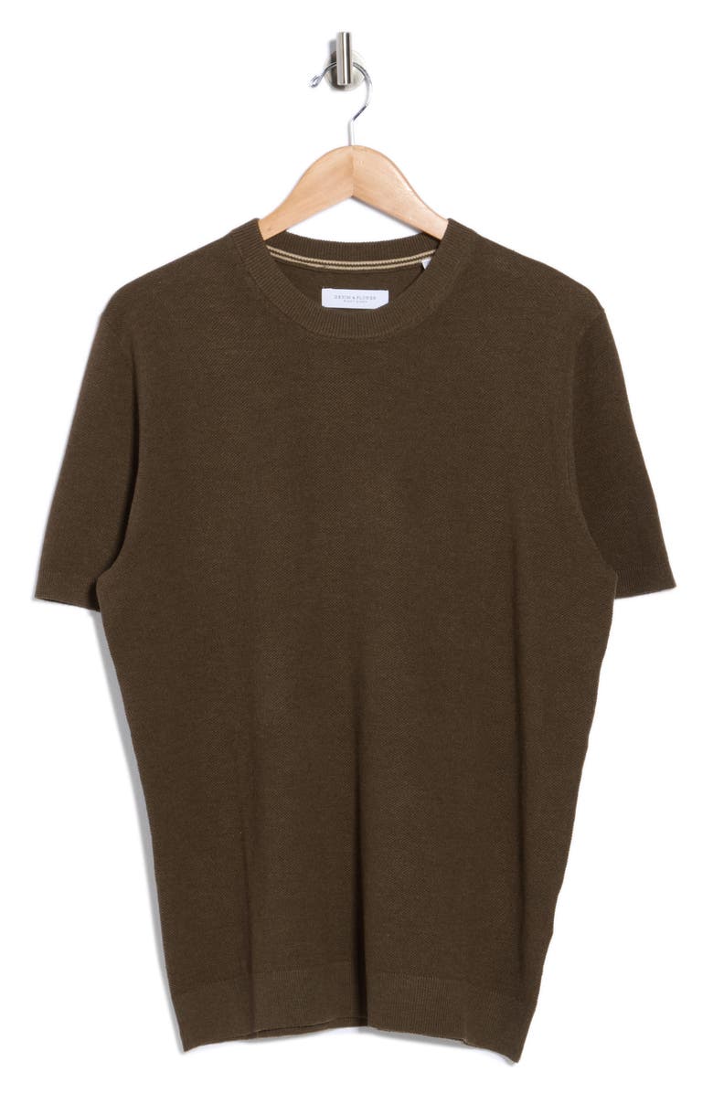 DENIM AND FLOWER Sand Short Sleeve Sweater, Alternate, color, Dark Brown