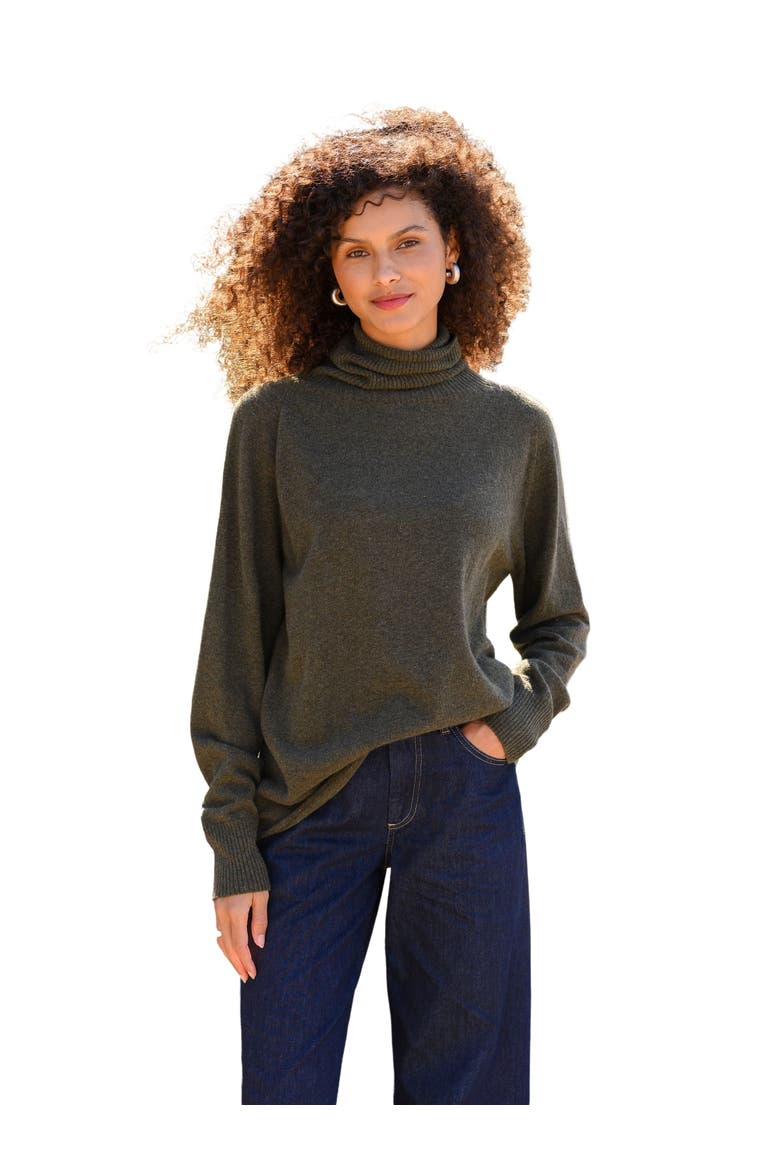 Geelong Wool Slouch Turtleneck Sweater, Main, color, OLIVE