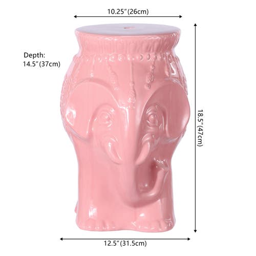 JONATHAN Y JONATHAN Y ORLA 18.5" MODERN BOHEMIAN ELEPHANT CERAMIC GARDEN STOOL