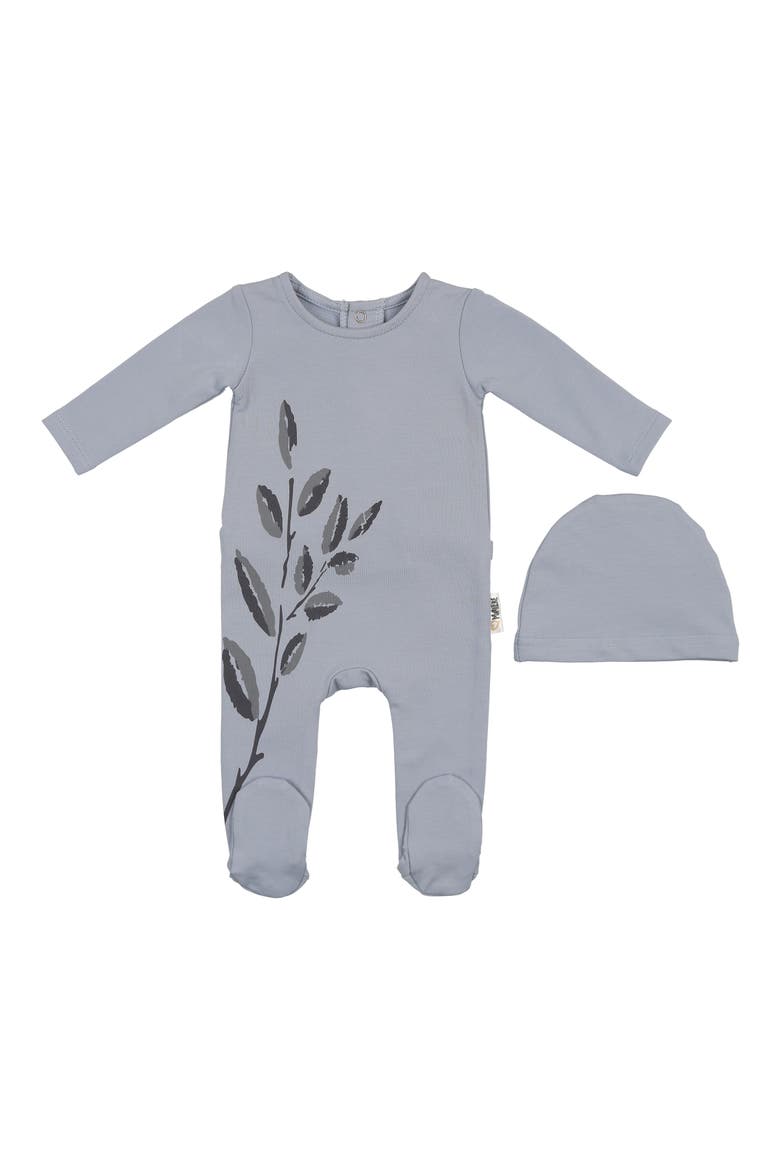 Blooming Leaves Footie, Main, color, BLUE