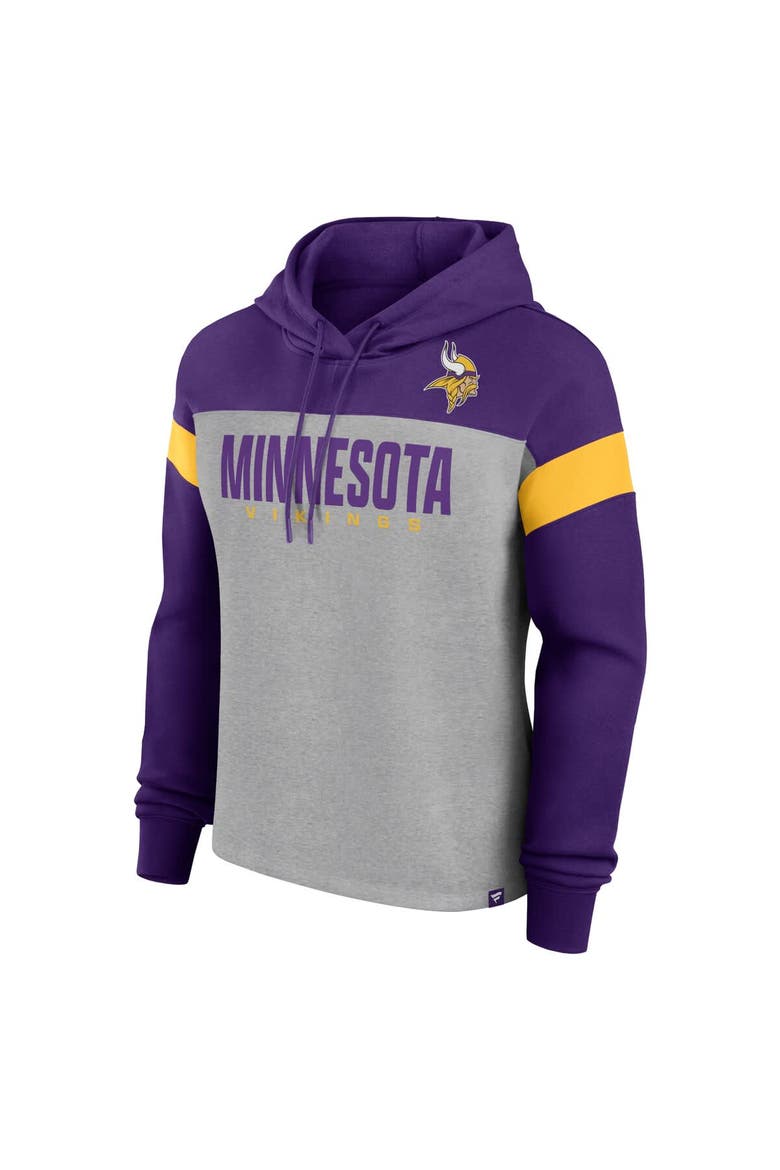 Women's Fanatics Heather Gray/Purple Minnesota Vikings Bold Play Call Pullover Hoodie, Alternate, color, Heather Gray
