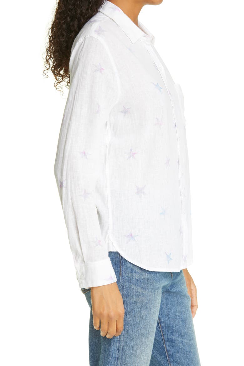 Charli Star Print Linen Blend Blouse, Alternate, color, TIE DYE STARS