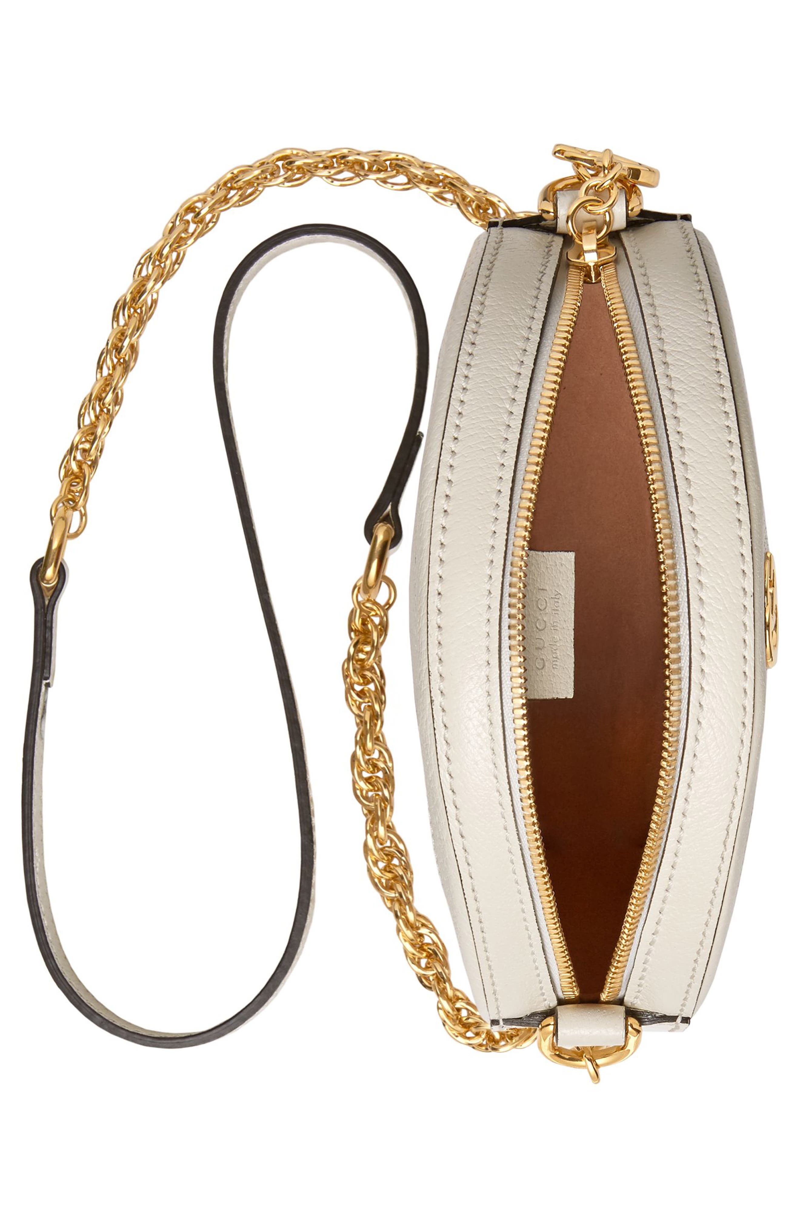 Mini Ophidia Round Leather Bag, Alternate, color, MYSTIC WHITE/ BLUE RED BLUE