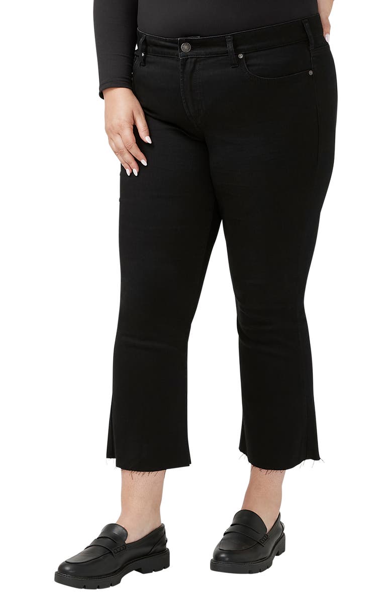 Silver Jeans Co. Suki Curvy Raw Hem Mid Rise Kick Flare Jeans, Alternate, color, Black