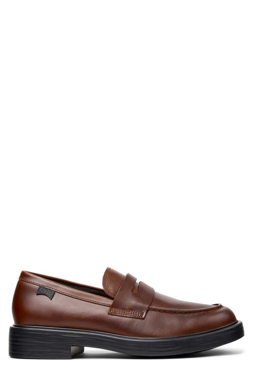 Camper Dean Leather Penny Loafers In Brown