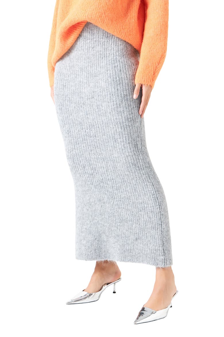 Fuzzy Mermaid Maxi Skirt, Alternate, color, HEATHERGREY